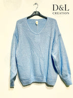 Super soft oversized V-neck sweater with mohair