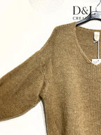 Supermjuk oversized V-ringad tröja med mohair, storlek T38 till T52+