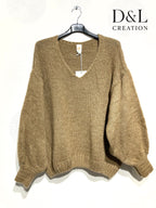 Super soft oversized V-neck sweater with mohair