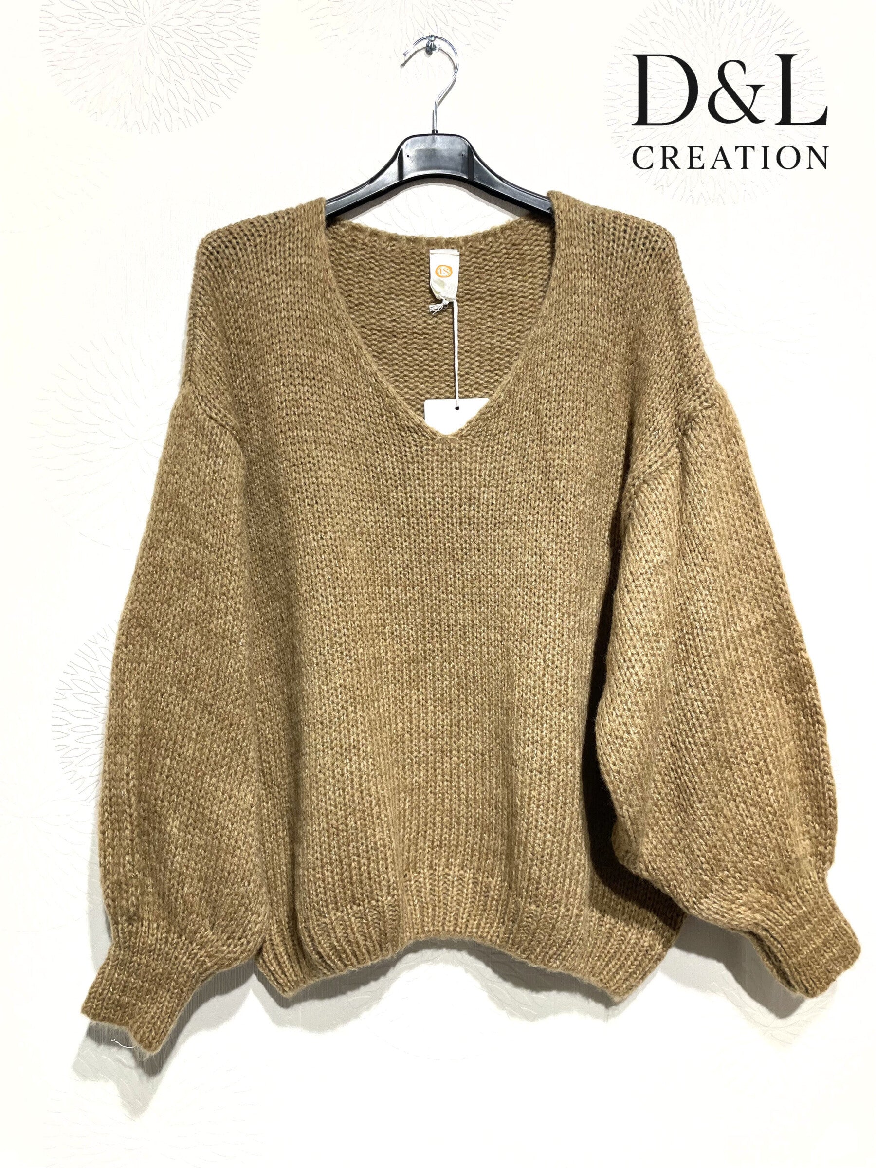 Super soft oversized V-neck sweater with mohair