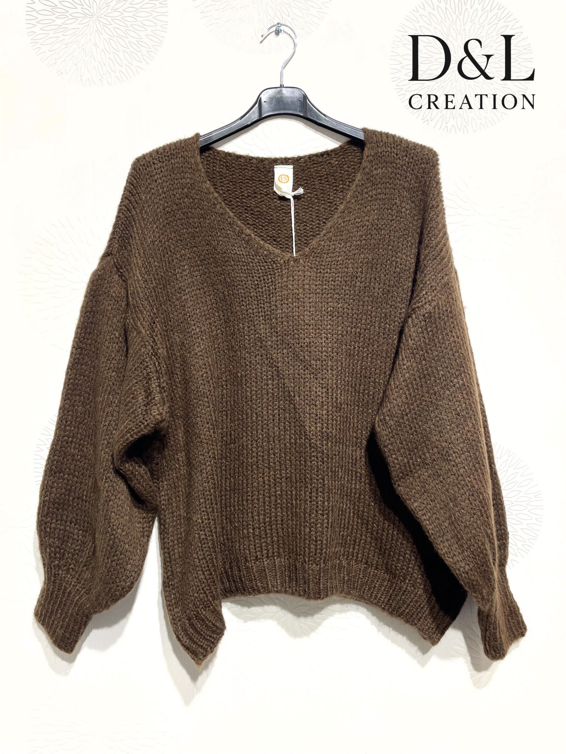 Super soft oversized V-neck sweater with mohair