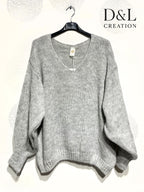 Super soft oversized V-neck sweater with mohair