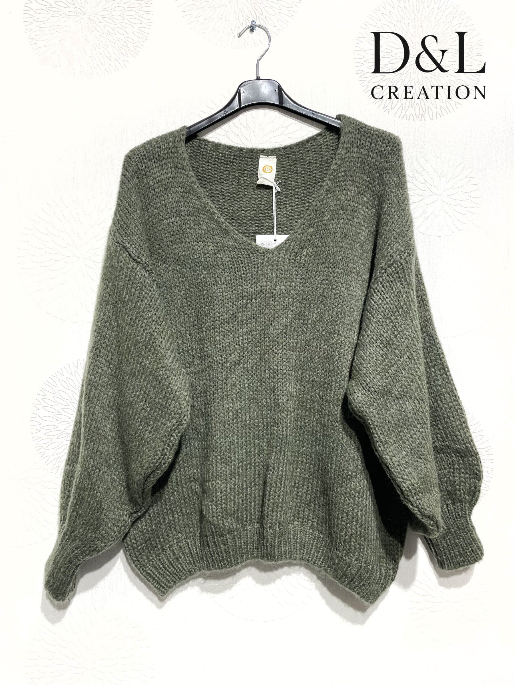 Super soft oversized V-neck sweater with mohair