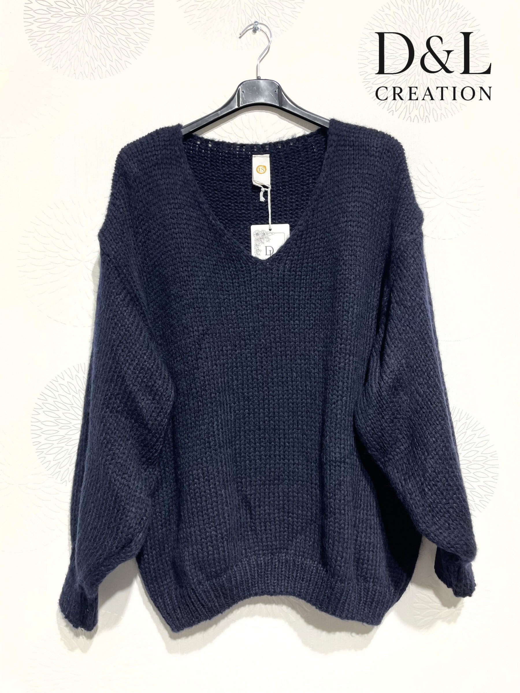 Super soft oversized V-neck sweater with mohair