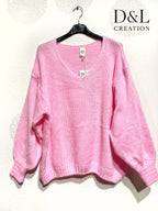 Super soft oversized V-neck sweater with mohair