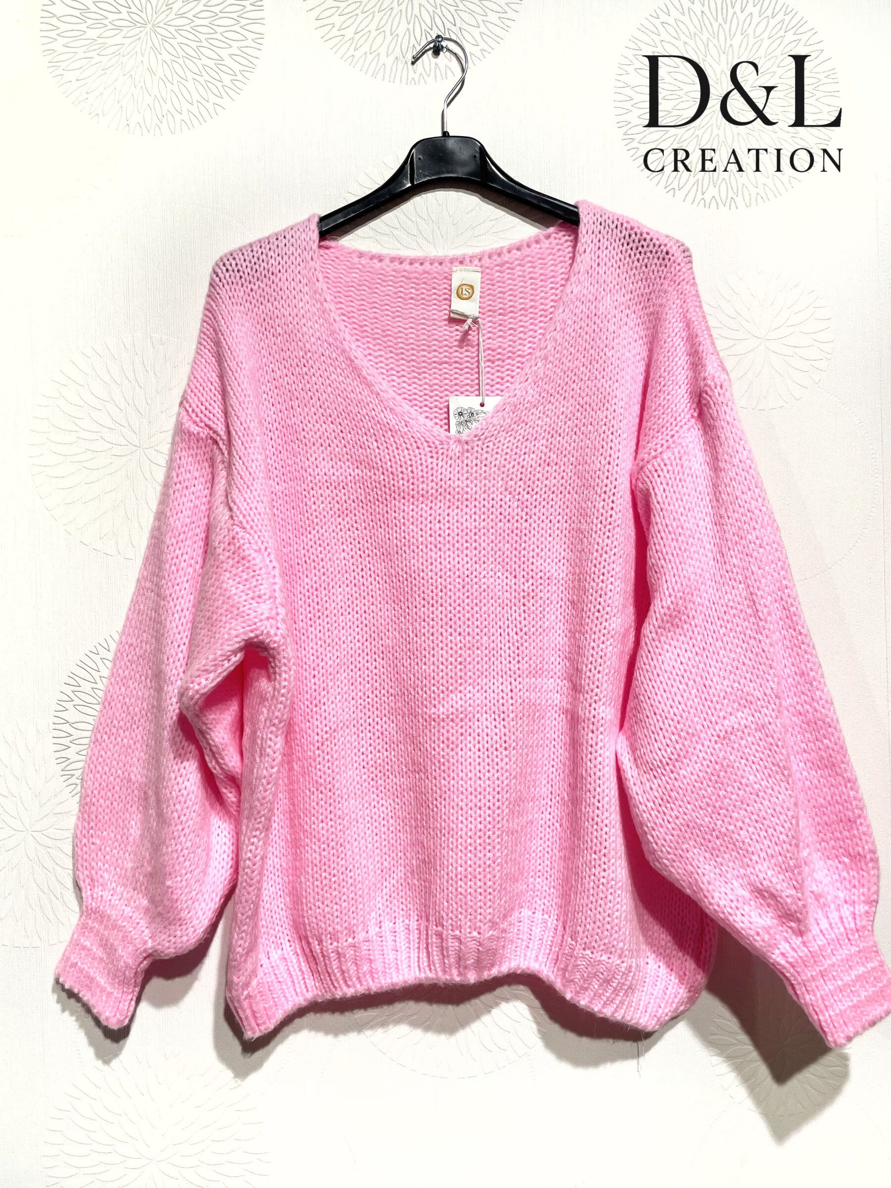 Super soft oversized V-neck sweater with mohair