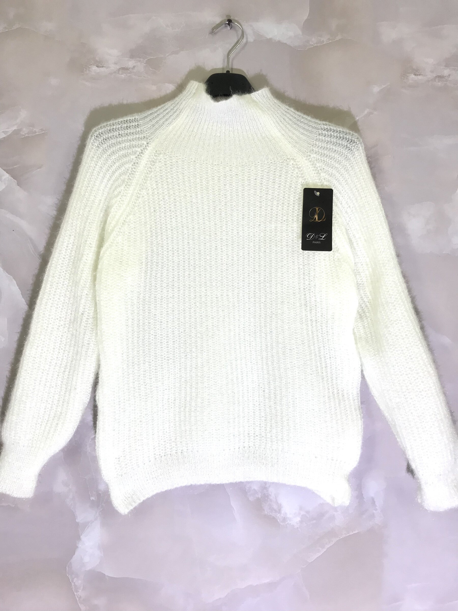 Plus Size Fluffy Extra Stretch Funnel Neck Sweater