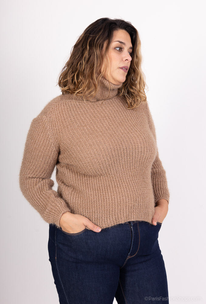 Plus Size Fluffy Extra Stretch Turtleneck Sweater