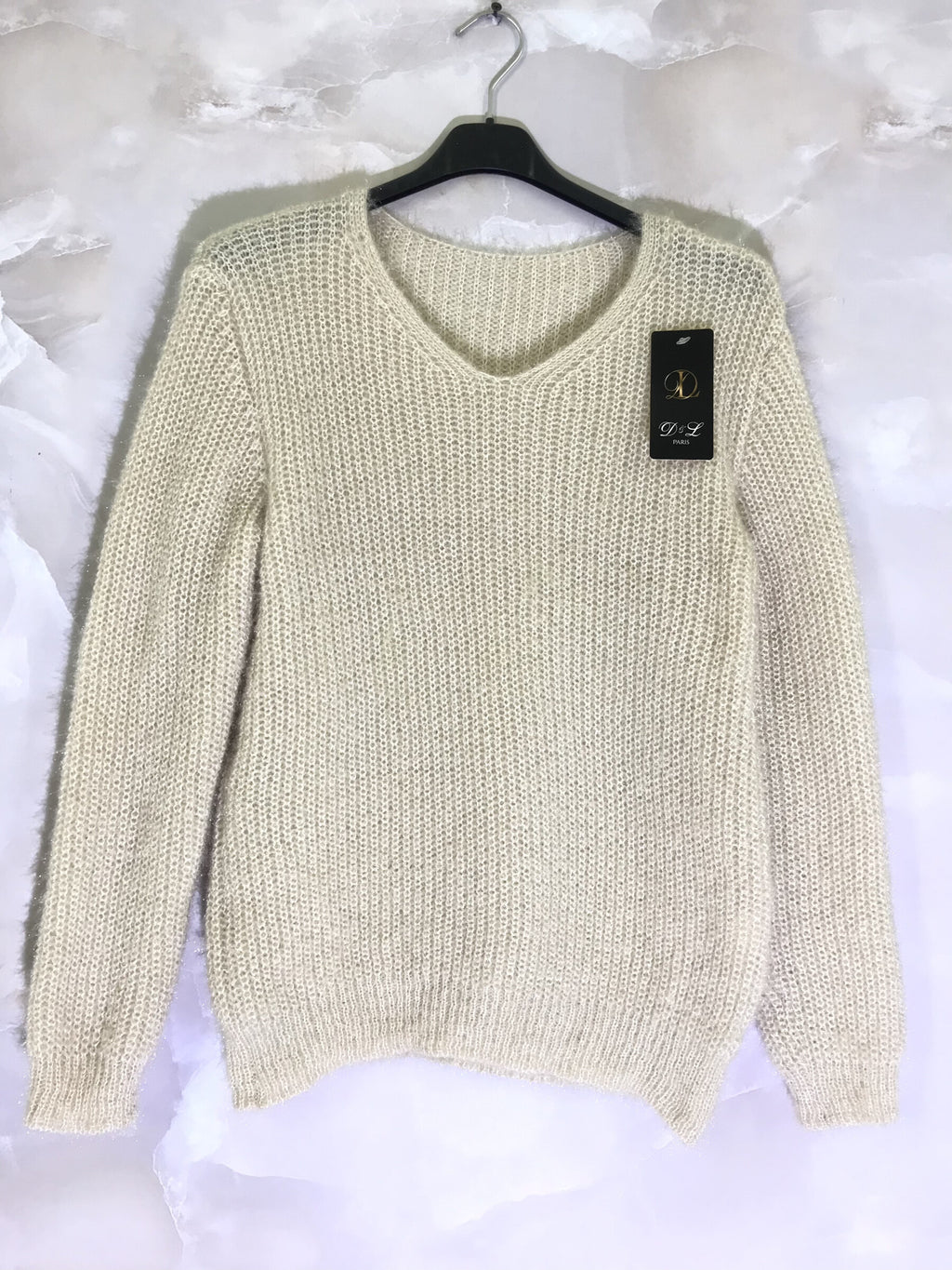 Plus Size Fluffy V-neck Sweater med Extra Stretch
