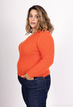 Plus Size Fluffy V-neck Sweater med Extra Stretch