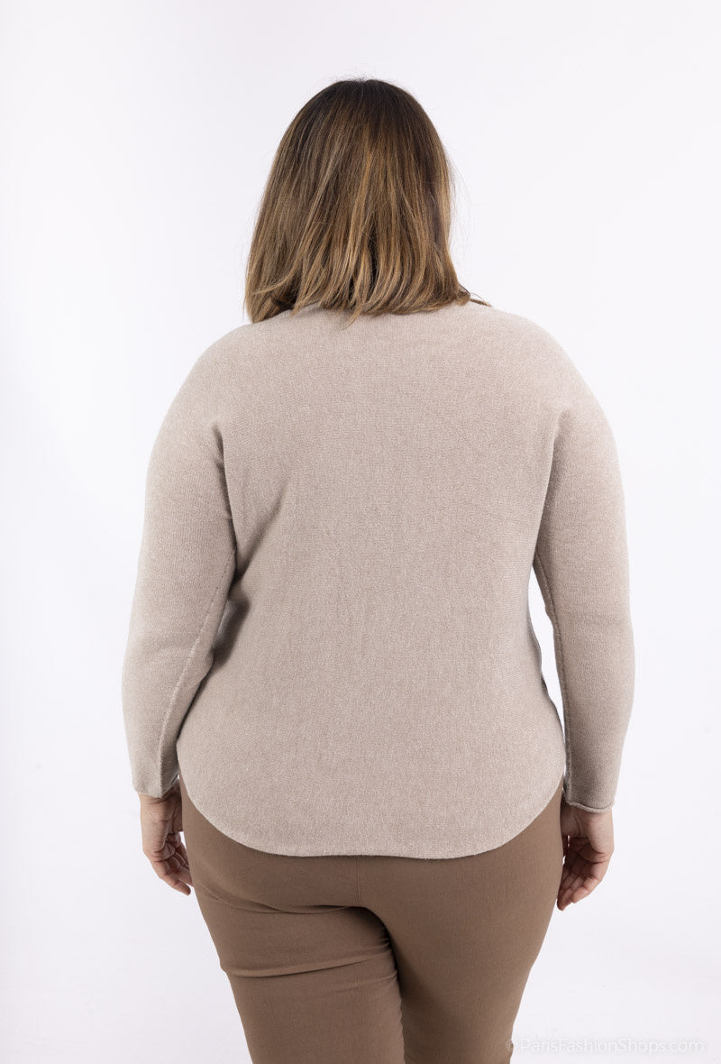 Plus Size Enkel Rundhalsad Elastisk Tröja