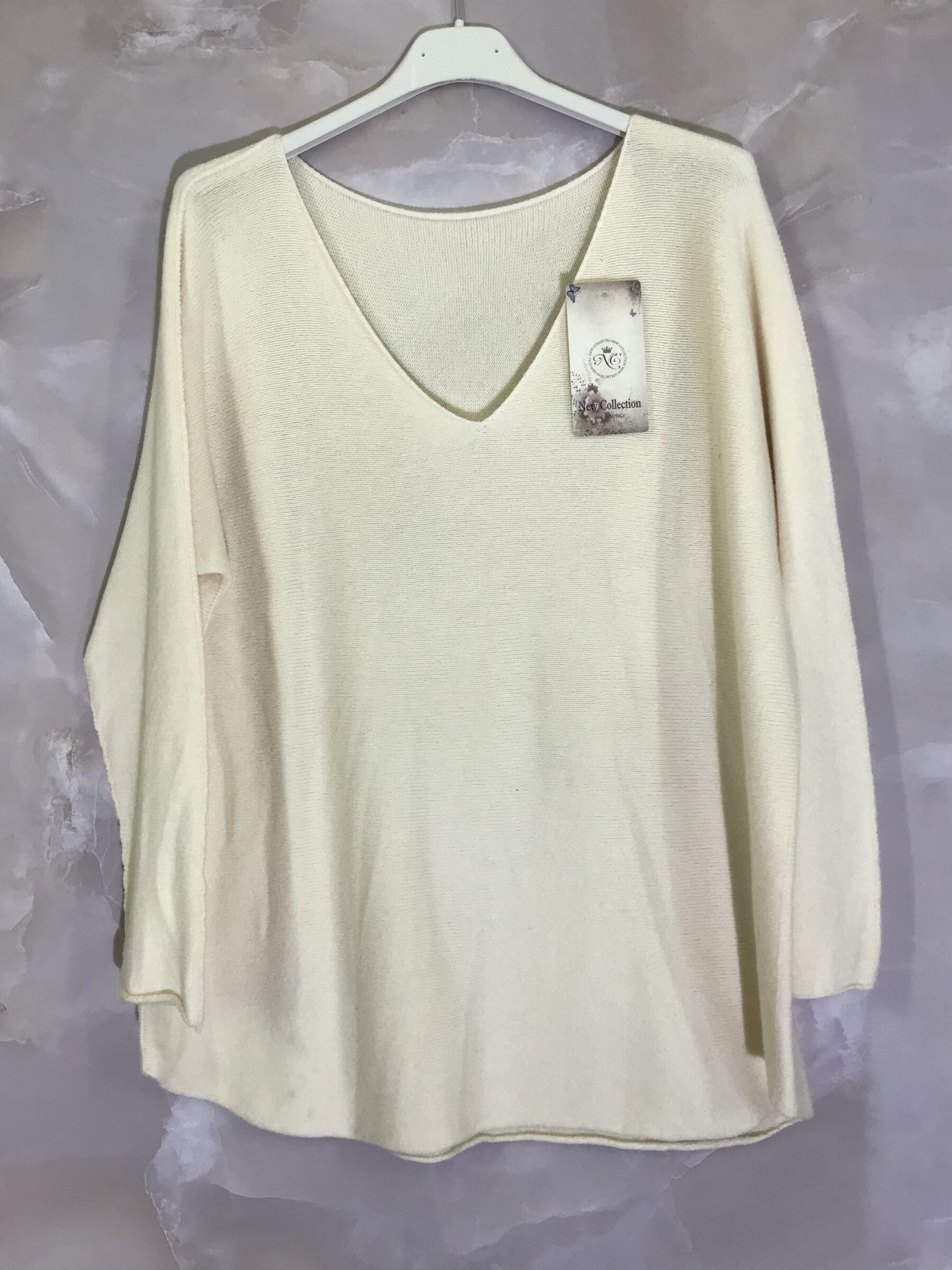 Plus Size Large size plain elastic V-neck sweater