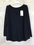 Plus Size Elastisk V-ringad Tröja