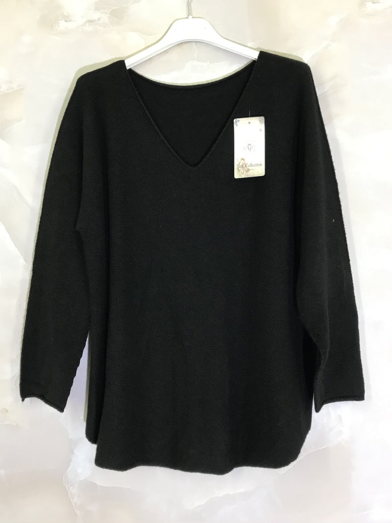 Plus Size Large size plain elastic V-neck sweater
