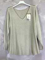 Stretch plain V-neck sweater size M to XL+ i Stor Storlek