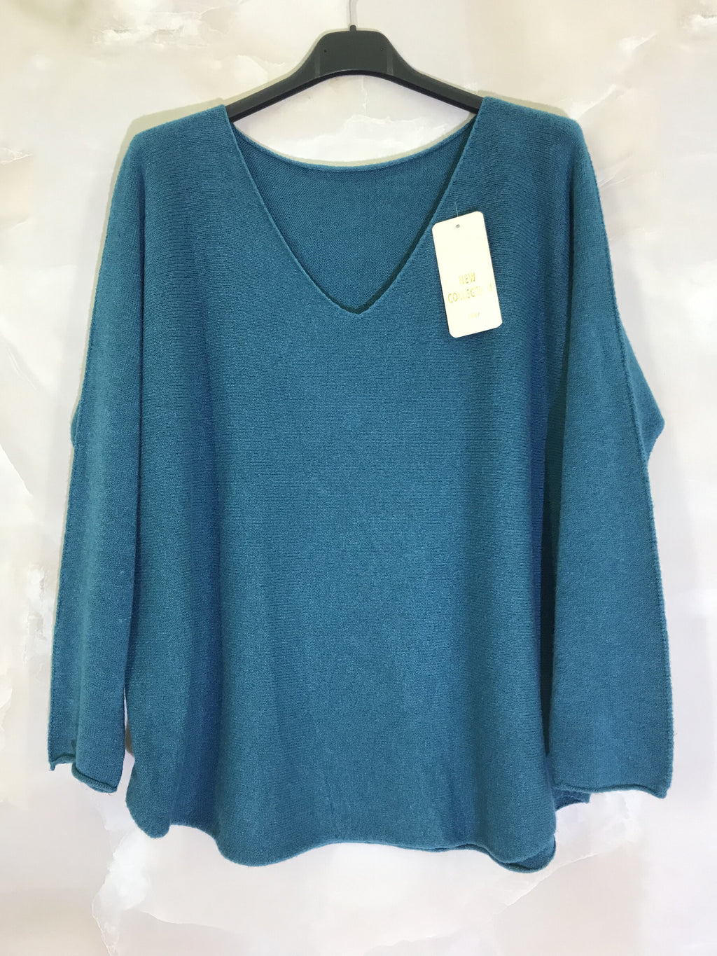 Stretch plain V-neck sweater size M to XL+ i Stor Storlek