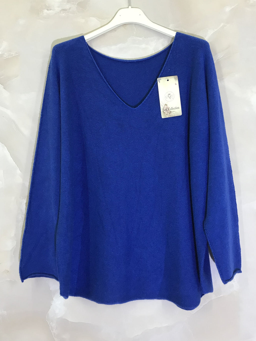 Stretch plain V-neck sweater size M to XL+ i Stor Storlek