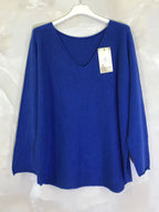 Stretch plain V-neck sweater size M to XL+ i Stor Storlek