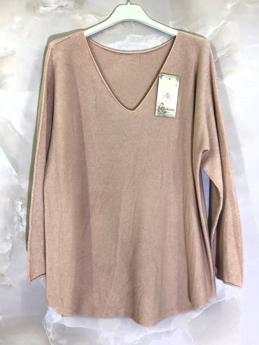 Stretch plain V-neck sweater size M to XL+ i Stor Storlek