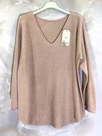 Stretch plain V-neck sweater size M to XL+ i Stor Storlek