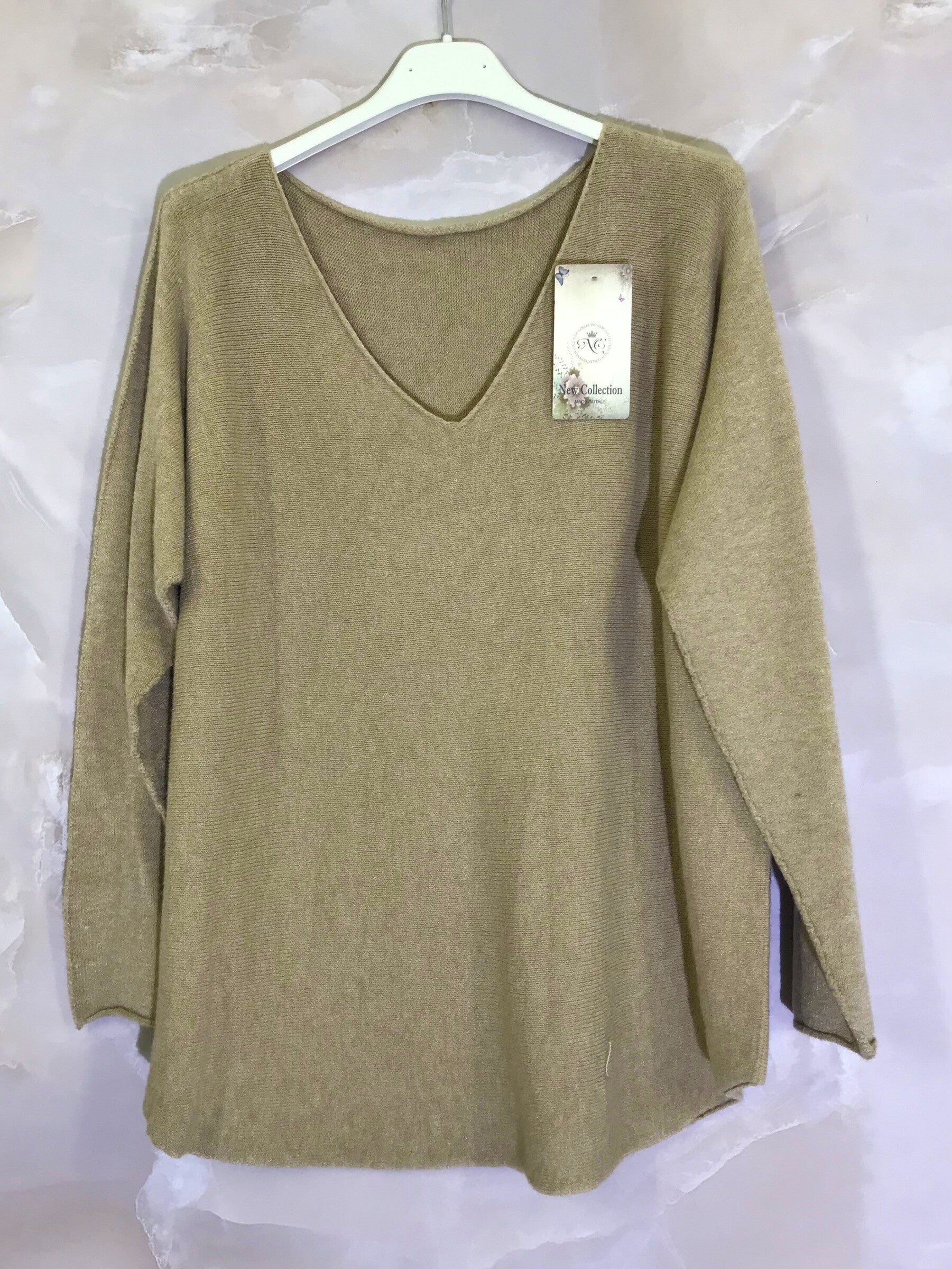 Stretch plain V-neck sweater size M to XL+ i Stor Storlek