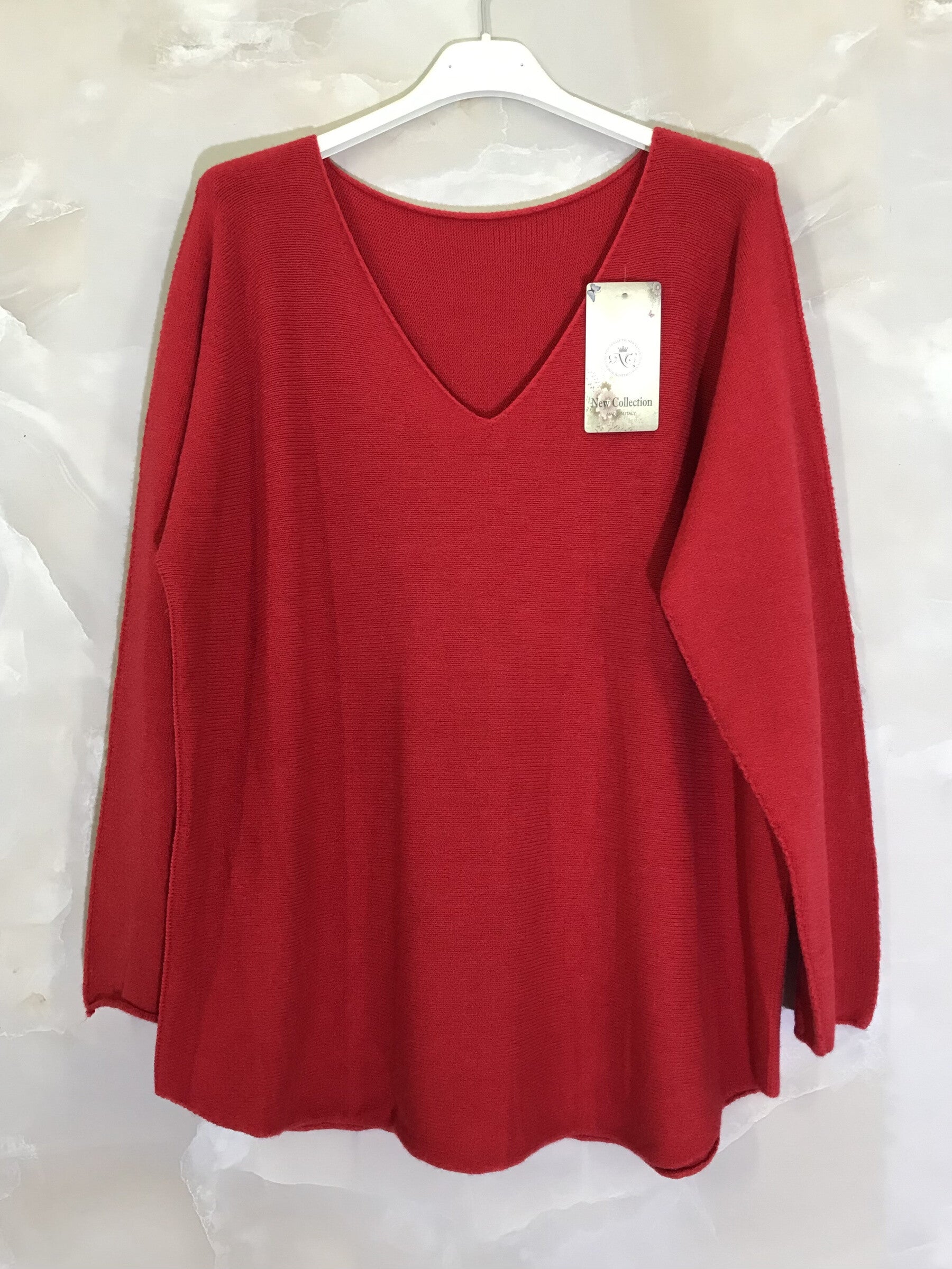 Stretch plain V-neck sweater storlek M till XL+