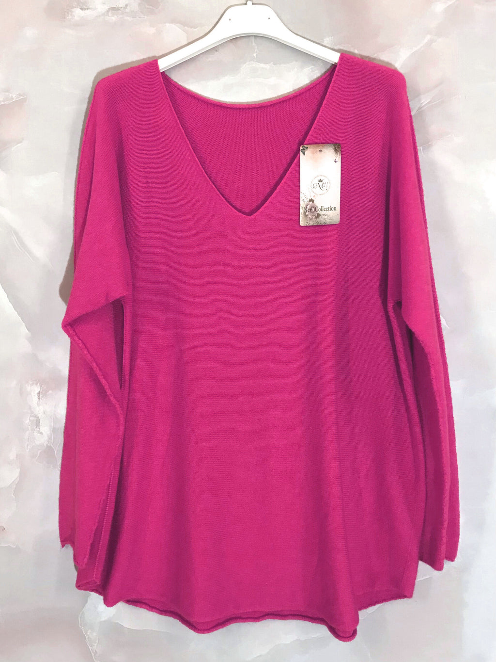 Stretch plain V-neck sweater size M to XL+ i Stor Storlek