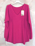 Stretch plain V-neck sweater size M to XL+ i Stor Storlek