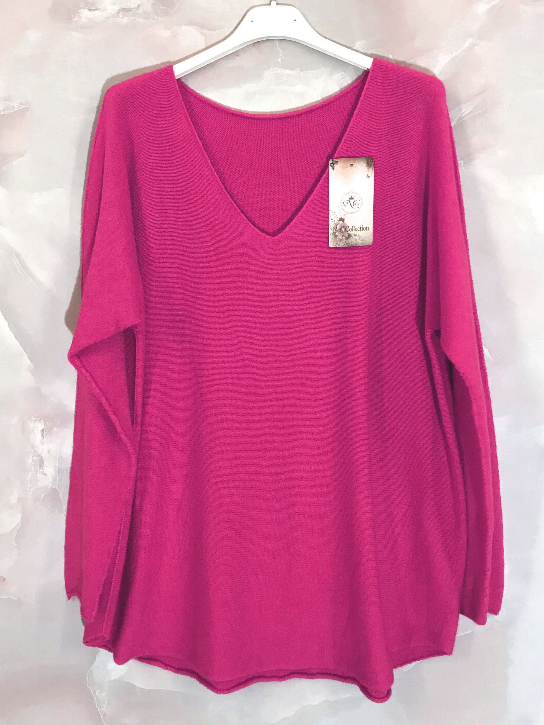 Stretch plain V-neck sweater size M to XL+ i Stor Storlek