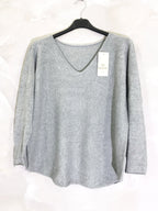 Stretch plain V-neck sweater size M to XL+ i Stor Storlek