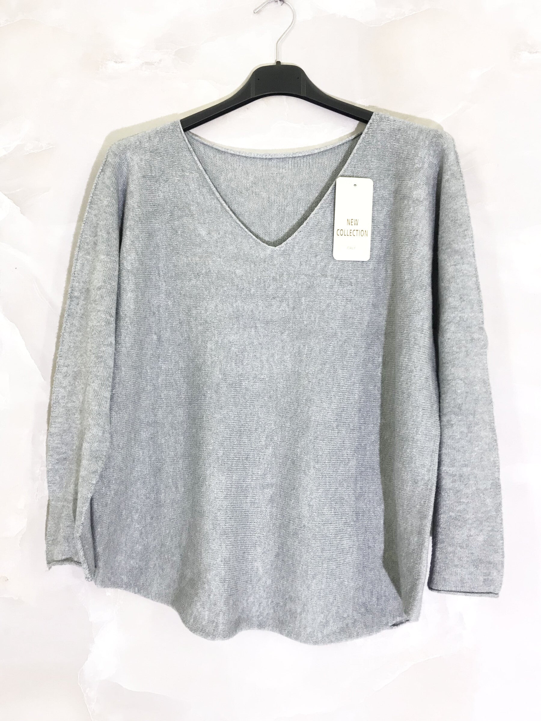Stretch plain V-neck sweater size M to XL+ i Stor Storlek