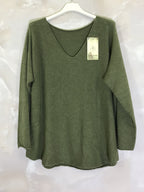 Stretch plain V-neck sweater size M to XL+ i Stor Storlek