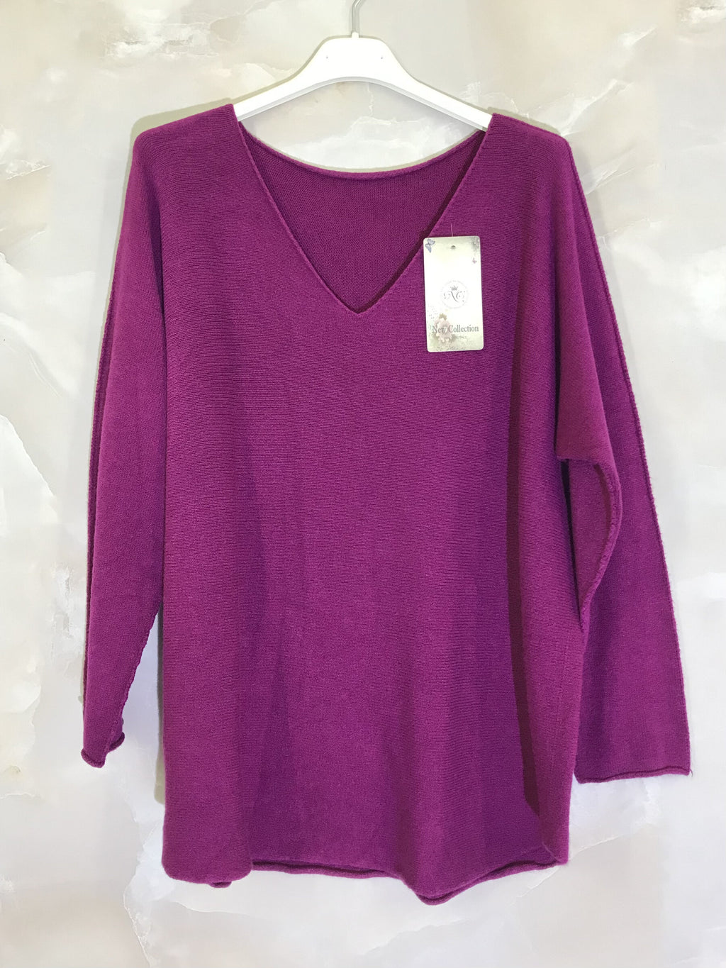 Stretch plain V-neck sweater size M to XL+ i Stor Storlek