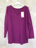 Stretch plain V-neck sweater size M to XL+ i Stor Storlek