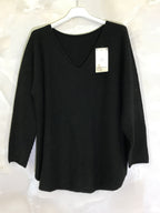 Stretch plain V-neck sweater size M to XL+ i Stor Storlek