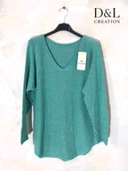 Stretch plain V-neck sweater size M to XL+ i Stor Storlek