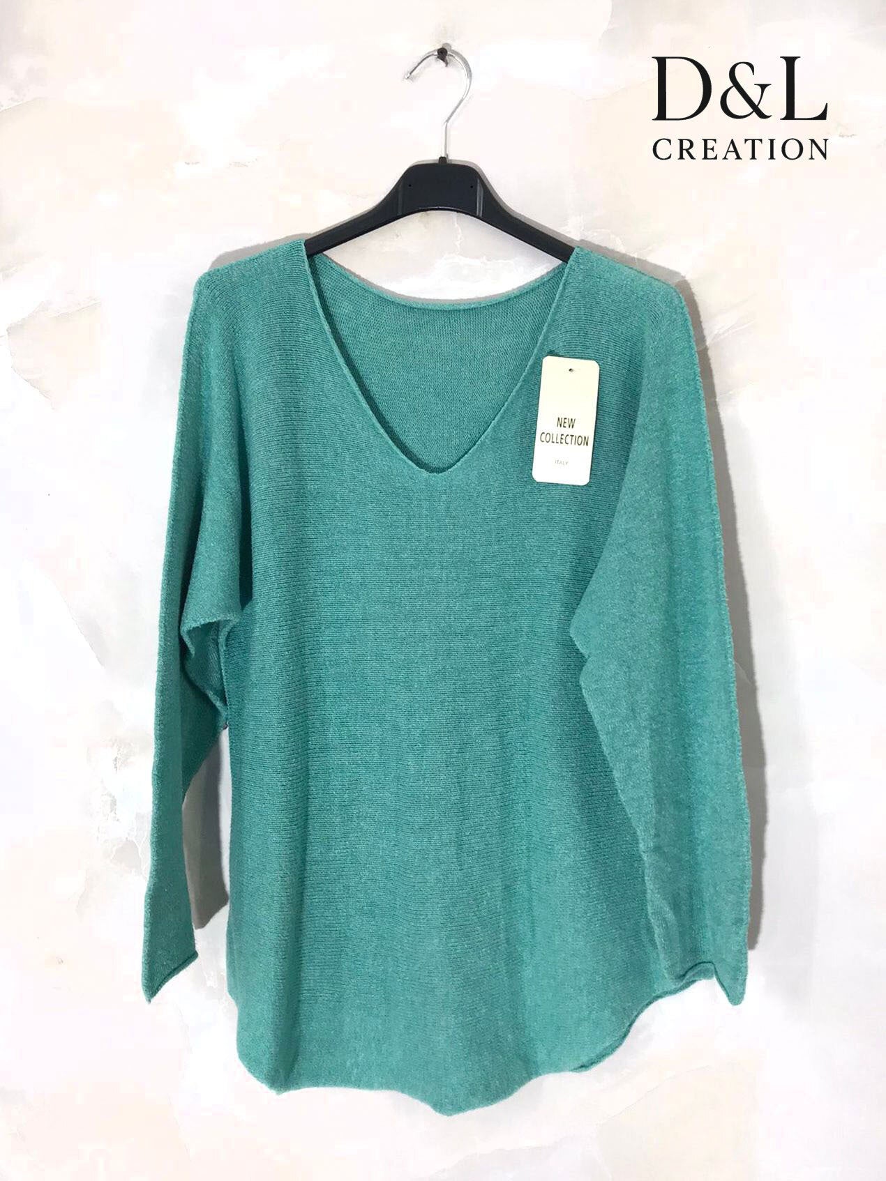 Stretch plain V-neck sweater size M to XL+ i Stor Storlek