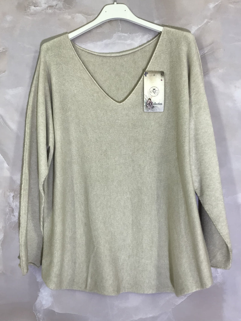 Plus Size V-neck Sweater med Elastisk Material
