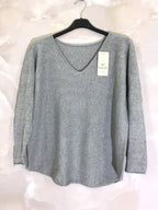 Plus Size Plain elastic V-neck sweater