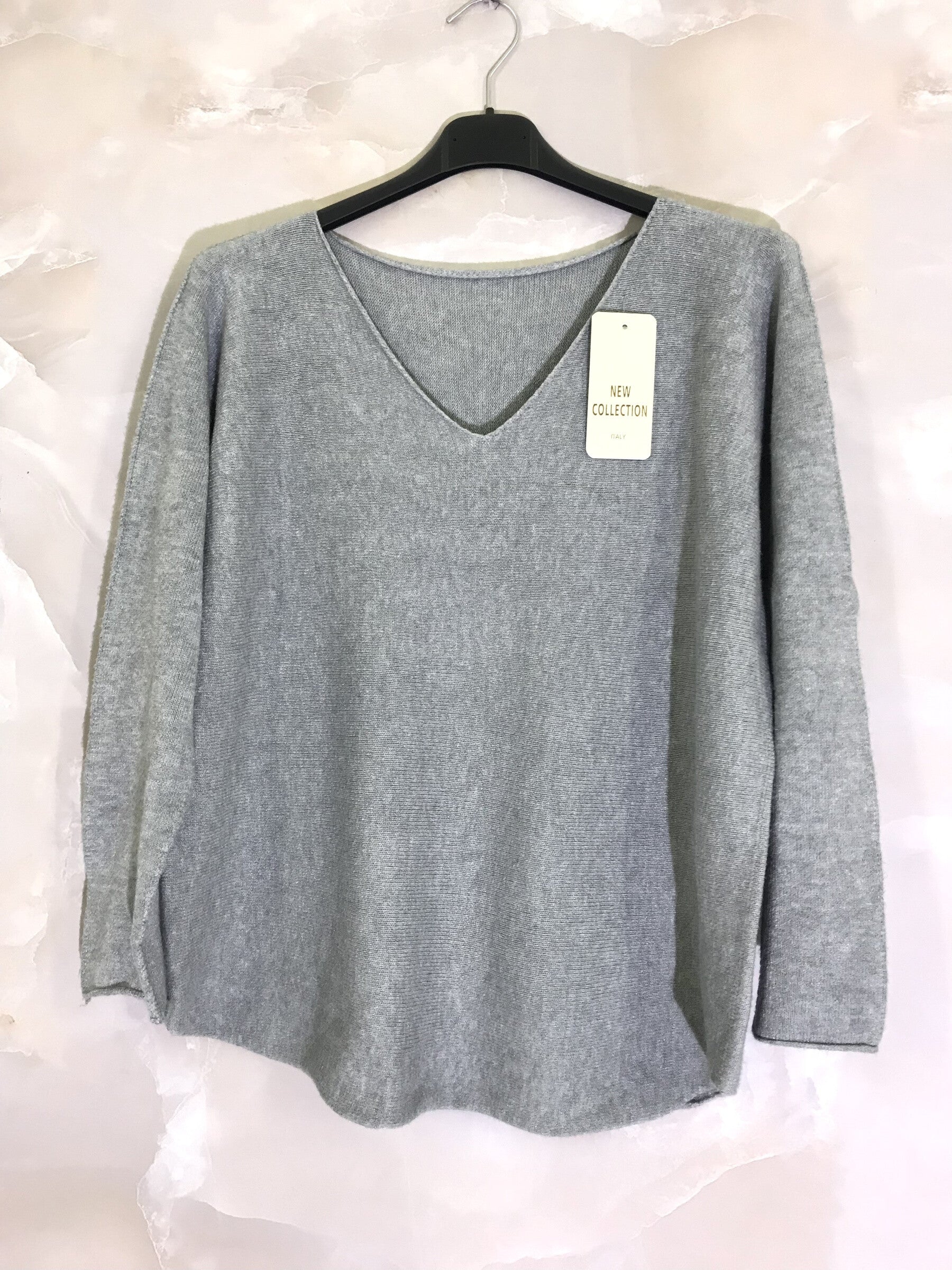 Plus Size Plain elastic V-neck sweater