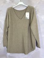Plus Size V-neck Sweater med Elastisk Material