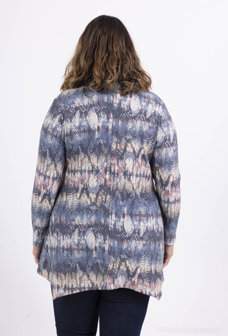 Plus Size Tryckt Zip-Huvtröja