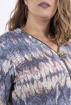 Plus Size Tryckt Zip-Huvtröja
