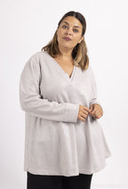Plus Size Sequined V-neck Knitted Sweater