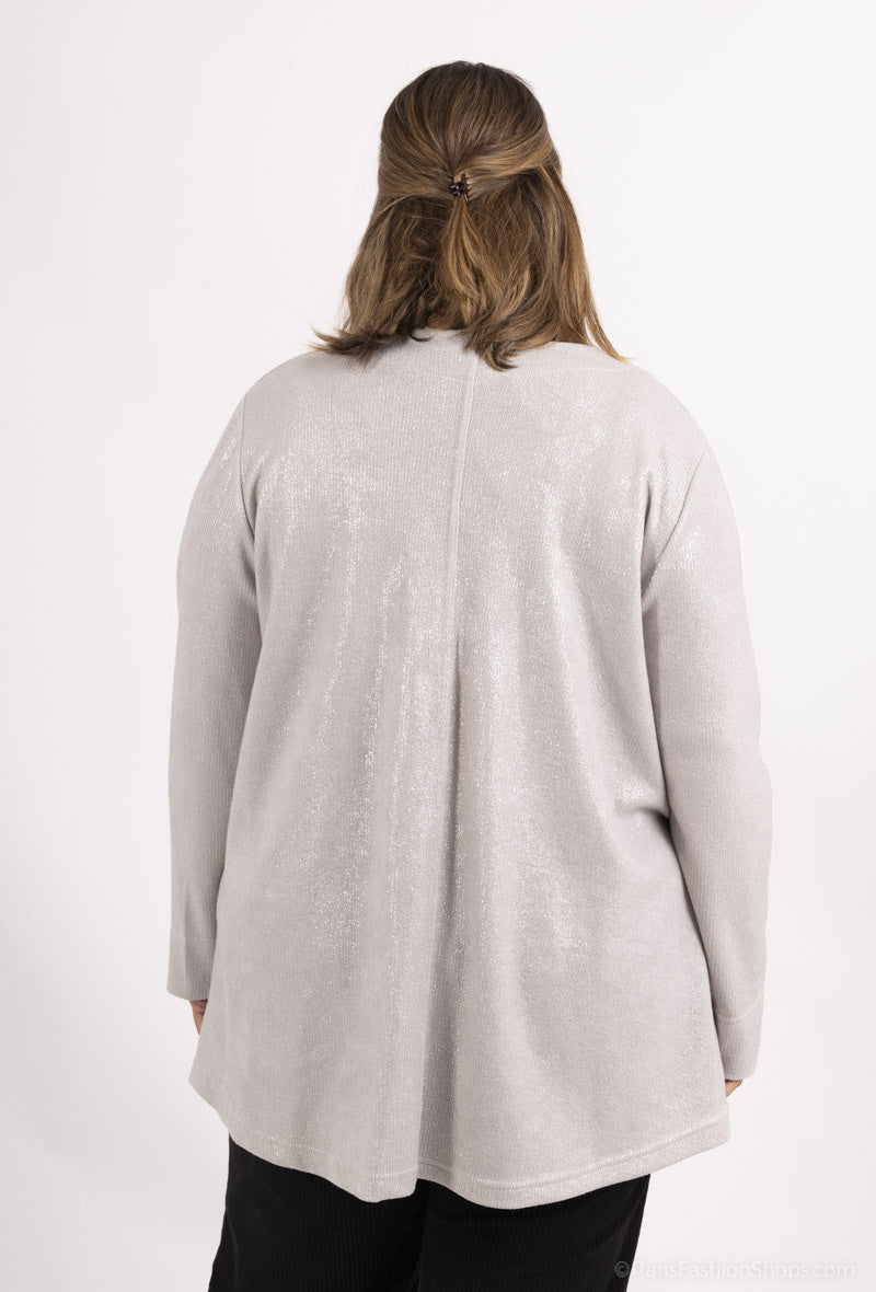 Plus Size Sequined V-neck Knitted Sweater