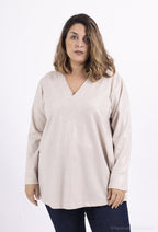 Plus Size Sequined V-neck knit sweater