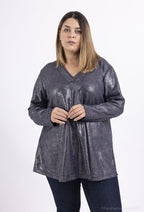 Plus Size Sequined V-neck knit sweater