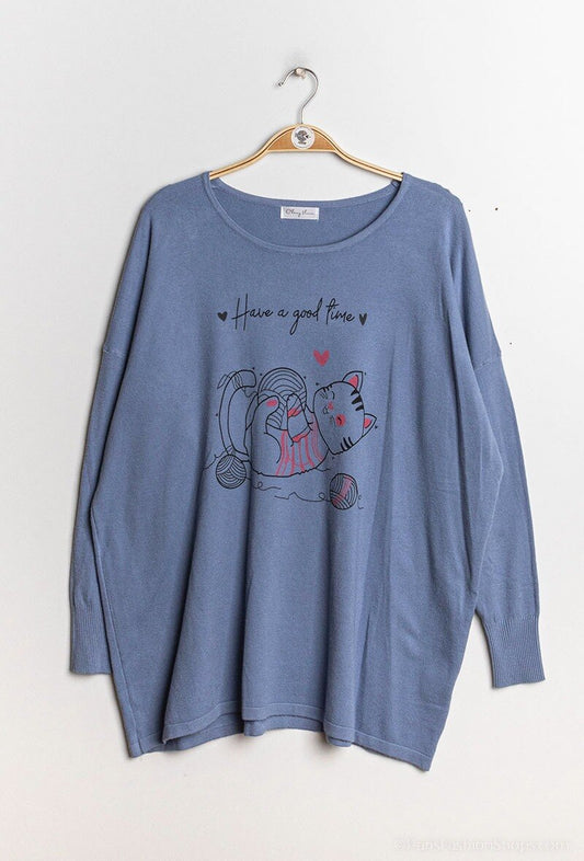 Plus Size Mönstrad Stickad Tröja