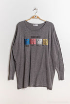 Plus Size Printed Knit Sweater