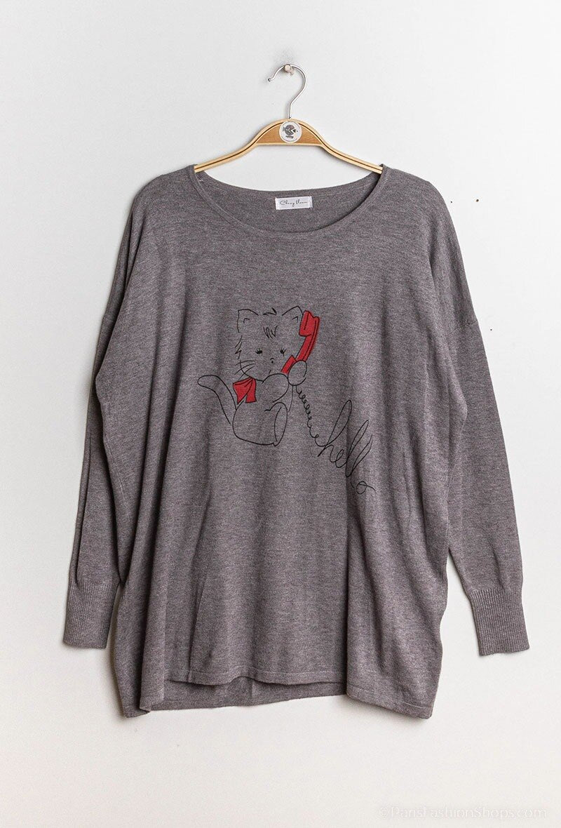 Plus Size Printed knit sweater